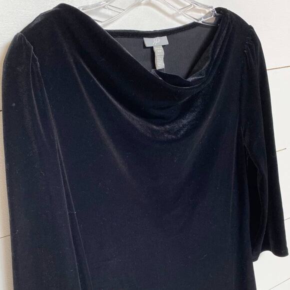 J. Jill Petites Elegant Black‎ Velvet Cowl Neck Drape Sheath dress - XSP NWT - Picture 8 of 9